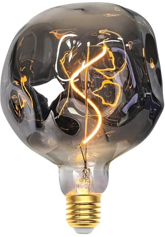 DUTSUGUAR Edison Vintage Glühbirne E27, E27 LED Vintage Dimmbar 3W Warmweiss Φ125mm Retro Glühbirne LED Birne Filament Lampe Ideal für Dekorative Nostalgie und Retro Beleuchtung, Rauchgraues Glas