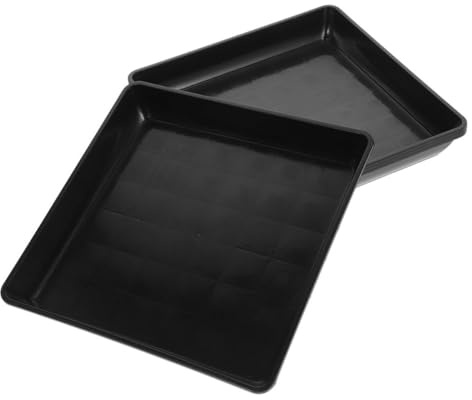 DOITOOL Lot De 4 Soucoupes Jardinières en Plastique Noir 22 Cm pour Pots De Fleurs, Plateaux D'égouttage Carré pour Plantes D’intérieur Et Extérieur, Bac à Eau Stable Et Antidécoloration