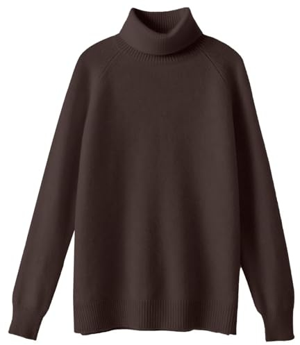 TEPTDirio Cashmere Jumpers Ladies Long Sleeve Plus Size Autumn Sweaters Womens Turtleneck Sweaters Ladies Loose Crew Neck Thick Knitted Jumpers Autumn Winter Casual Cotton Tops for Women UK