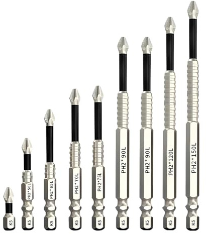 9PCS Magnetic Drill Screwdriver Bits Set, Anti-Slip Crosshead Bits for Electric Drill, Magnetic Precision Screwdriver Set for DIY Fixing Drilling Work