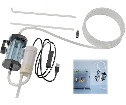 Guangyu Kit Eléctrico de Limpieza para Acuario – Sifón Aspirador USB con Diseño de Sifón, Herramienta para Cambio Rápido de Agua y Limpieza de Grava, Ideal para Agua Dulce y Marina (2 Metros)
