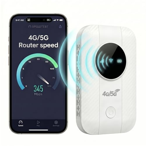 Routeur WiFi Mobile 4G/5G Portable pour Voyage - Batterie 3000mAh (14h Autonomie) - Connexion 10 Appareils - Compatible Tous Opérateurs - Sécurité WPA2-PSK-11