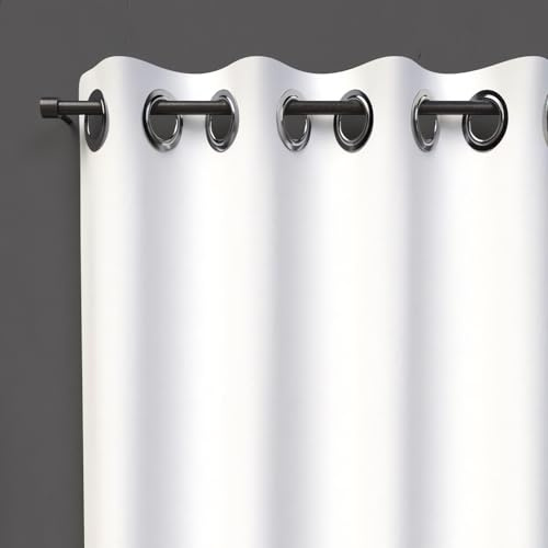 Soleil d'ocre Cortina con Ojales Blackout, Blanco, 140 x 250 cm