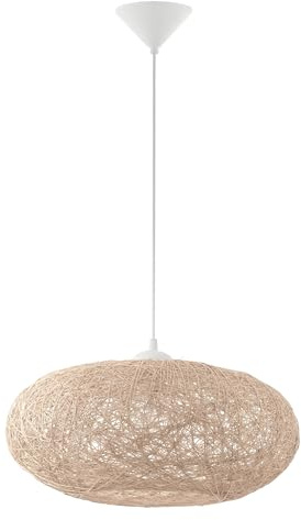 EGLO Pendelleuchte Campilo, 1 flammige Hängelampe | Hängeleuchte aus Textil-Faden und Kunststoff, Esstischlampe in Beige, Weiß, Wohnzimmerlampe hängend mit E27 Fassung, Ø 45 cm