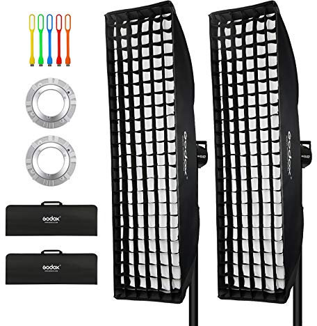 GODOX Softbox 50x130cm Softbox Rectangular con Rejilla de Nido de Abeja Montura Bowens para Flash de Estudio Fotografía,FW50x130cm, 2 Piezas