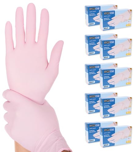 FRANZ MENSCH 1000x Hygostar Einweghandschuhe Safe Light, Einmalhandschuhe Größe L, reißfeste Nitrilhandschuhe, puderfrei, latexfreie Gummihandschuhe, Handschuhe Einweg, Rosa in XS, S, M, L, XL & XXL