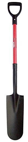 TABOR TOOLS Shovel with Long Narrow Blade, Trench Digging Spade, Drain Spade with Comfortable D Grip 31 Inch Fiberglass Handle, Digging Spade. J213A. (D Handle, Trench Shovel)