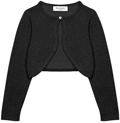 Bolerose Ragazze Manica Lunga Scintillante Bolero Bambini Caridgan (Nero, 9-10 Anni)