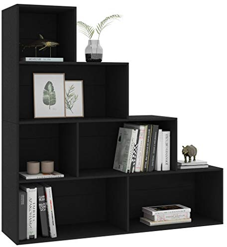 Festnight Estantería Decorativa Estantería Divisor de Espacios Aglomerado Estantería de Madera Negro 155x24x160 cm