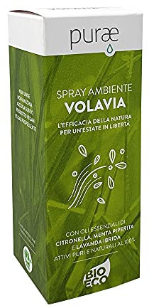 PURAE VOLAVIA SPRAY BIOLOGICO PER AMBIENTI E TESSUTI CON OLI ESSENZIALI PURI 100 ML NASOTERAPIA Repellente per zanzare Repellente per