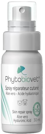 MP Labo Phytobiovet® Spray Réparateur Cutané pour Chien et Chat 30 ml - A l’Aloe Vera et à l’Extrait de Bourgeon de Hêtre - Labellisé Ecocert Ecosoin Bio des Animaux