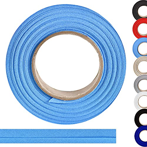 ME:NaMa Schrägband aus 100% Baumwolle - 10 m x 18 mm (gefalzt) - Hochwertiges Einfassband, Baumwollband, Schrägband - Ideal zum DIY-Nähen - In Belgien hergestellt, auf Einer Rolle (Hellblau)