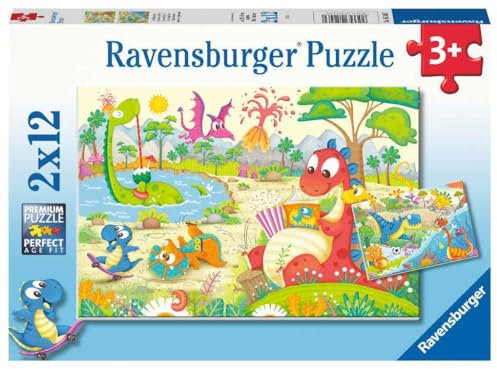 Ravensburger Kinderpuzzle - Lieblingsdinos- 2x12 Teile Puzzle für Kinder ab 3 Jahren