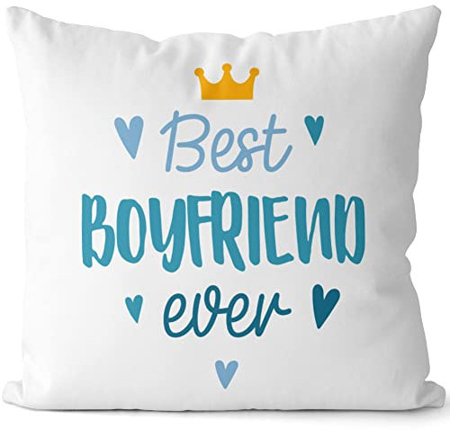 JUNIWORDS Kissen, Best Boyfriend Ever, 40 x 40 cm, 2-farbig, Weiß-Schwarz
