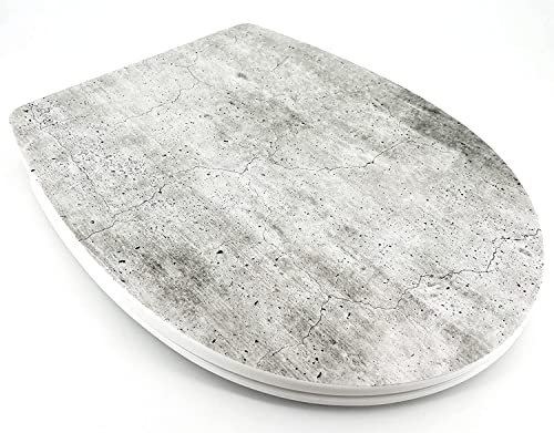 ADOB Design WC Sitz Beton Klobrille Klodeckel Toilettendeckel, Absenkautomatik Softclose, zur Reinigung abnehmbar, 63531