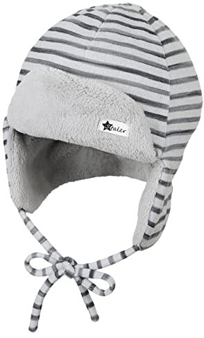 Sterntaler Baby - Jungen Mütze Baby Fliegermütze Streifen mit Flausch, hellgrau, 51