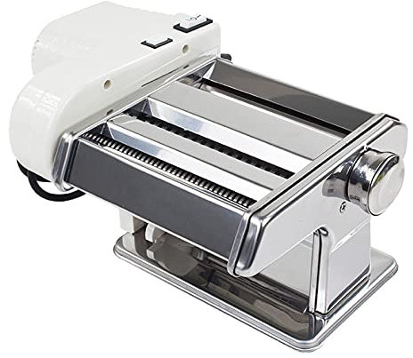 Macchina per Pasta elettrica, Macchina per Pasta, Macchina per Pasta, Macchina per Pasta in Acciaio Inossidabile, Include Motore e manovella, Argento