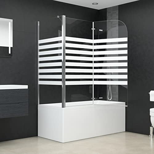 Kavolet Paroi de douche 120 x 68 x 130 cm pour baignoire, paroi pliante en verre trempé