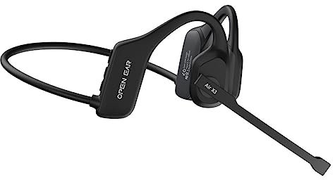 Casque à conduction osseuse avec micro, casque Bluetooth avec microphone à perche antibruit ENC, casque sans fil, étanche, casque ouvert pour camionneurs, réunions en ligne, bureau, maison, entreprise