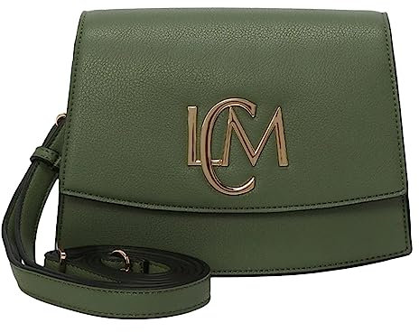 L.CREDI Damen-Flap-Bag LAURETTA Umhängetasche mit großem LCM Emblem 21x16x10 (moss)