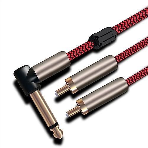 câble Audio Professionnel Câble Audio Angle Mono Jack 1/4 6.35mm vers Double RCA pour Guitare Électrique Orgue TS Jack Câble Répartiteur (Color : 15meter)