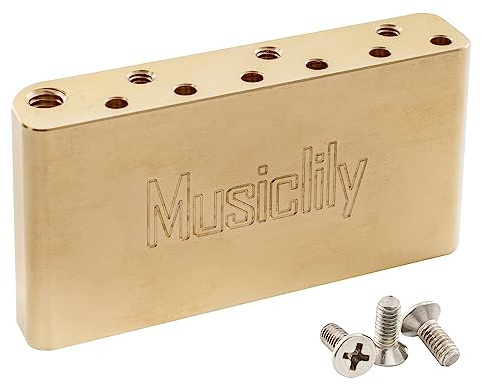 Musiclily Ultra 36mm Massiv Mässing Kort Tremolo Block Strängavstånd 52,5 mm för Kina Squier Ny efter 2021 Affinity 2-Punkts Elgitarr Stall