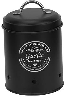 Gralara Boîte de Rangement de Cuisine, Conteneur de Stockage Alimentaire, Boîtes de Rangement de Légumes de Cuisine, Pots Vintage Fer Légumes Frais Gardien Pomme de Terre Oignon Ail, Petit Noir