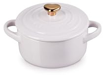 Le Creuset Stoneware Mini Round Cocotte, 8oz., Shallot with Gold Heart Knob