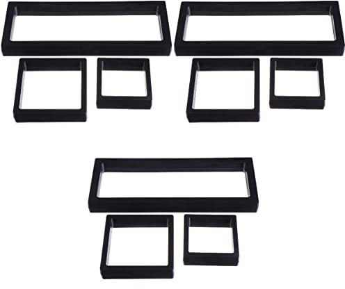 9 piezas Organizador de desafíos Barra de soporte Almacenamiento transparente Transparente for anillos Pulsera suspendida Collar de plástico Medallones Monedas Porta muestras Soportes negros Escaparat