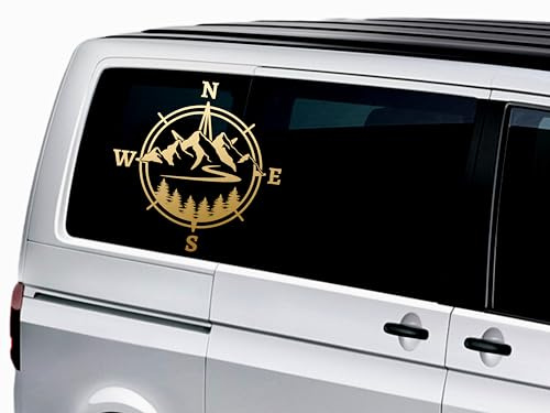 KLEBEKÖNIG Kompass Berg Gebirge Aufkleber - Wohnwagen Wohnmobil Sticker Autoaufkleber Scheibenaufkleber Wohnwagenaufkleber groß