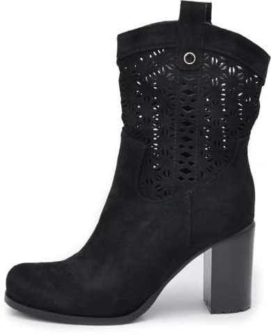 IF Fashion Stivali Stivaletti Tronchetti da Donna Traforato Camoscio Sintetico Con Tacco XG115