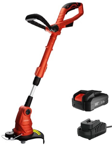 PATIOX - Tagliabordi elettrico e tagliabordi, ricaricabile, senza fili, con batteria da 2,0 Ah (batteria e caricabatterie inclusi)