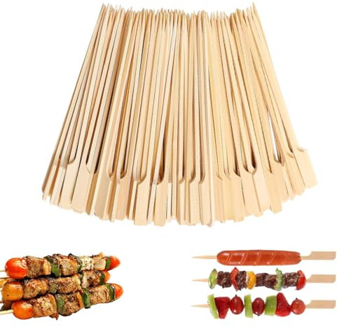 100 pcs Pic Brochette Bois, Jetable Anti-Moisissure Multifonction Brochettes Pour Barbecue Avec Poignée, Convient Pour Les Activités De Plein Air, Les Repas, Le Barbecue (15cm/5.90inch)