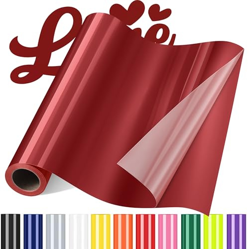 Sgooyir Plotterfolie Textil Rot, Flexfolie Plotter Textil, Textilien Transferfolie Plotter für T-Shirt, Hemd, DIY-Kleidung andere Stoffe, Weihnachten 30.5 x 183cm