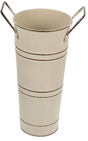 STOBAZA Vintage Retro Iron Flower Bucket Vase for Flowers Arrangement Leak-proof Rustic Plant Vase for Indoor Home and Garden Decoration