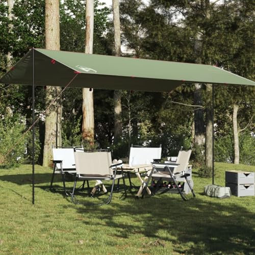 Tino Tech Tarp Outdoor Tent Zeltunterlage für Ourdoor Camping Zeltplane Tarp für Hängematte Wasserdicht Tarp Camping Zelt Plane Ultraleicht Camping Zeltplane 500x294 cm Grün Polyester