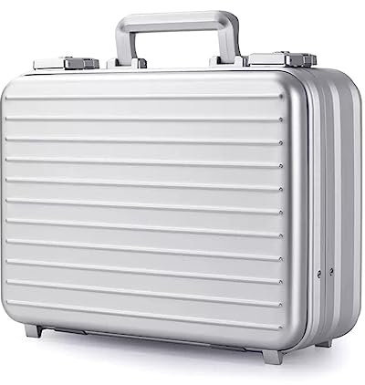 ZDHFFFUK Aluminium-Aktenkoffer, Metall-Werkzeugkasten, Laptop-Aktenkoffer, Familien-Medizinset, Bargeld-Handheld-Passwort-Etui (Farbe: Silber, Größe: 12 Zoll)