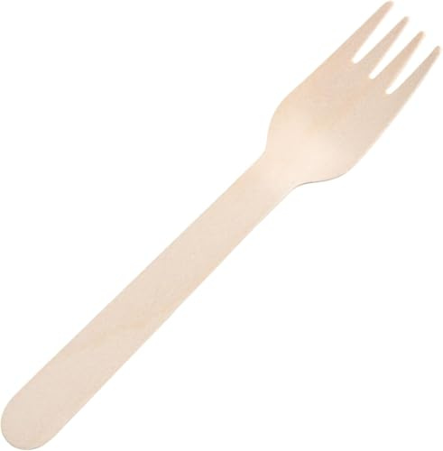 Catermax Pack of 100 Wooden Disposable Forks 100% Compostable Birchwood Providing a Sustainable and Eco-Friendly Wooden Disposable Cutlery.an be decomposed in Green Waste or Food Waste.