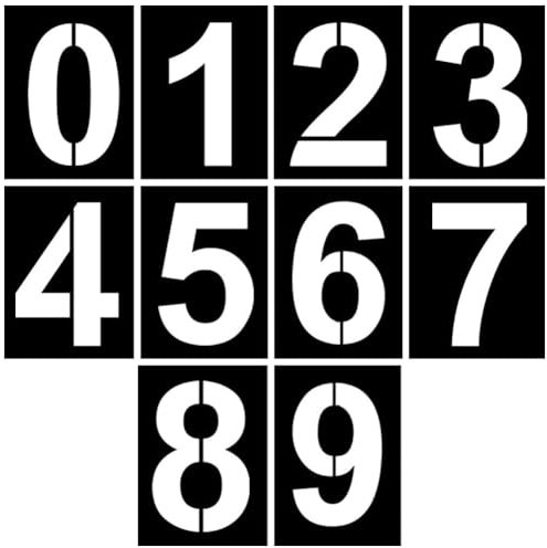 10 Stück 0–9 große Zahlenschablonen, Kunststoff, Zahlenmalvorlagen, Briefkasten, Adressnummern, Zahlen, Sprühmalerei-Schablonen, wiederverwendbare Zahlenschablonen für Holzwand, 30,5 cm