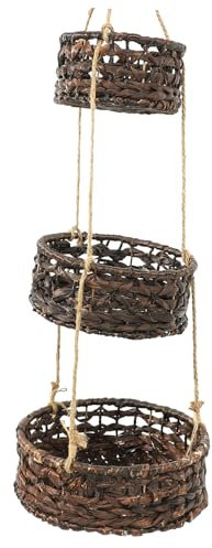 Cabilock 1 Juego De Cesta Colgante De Bambú Mini Cestas Macetas Colgantes Tejidas A Mano para Plantas Aire Macetas Colgantes Macetero Colgante De Pared Interior Cesta para