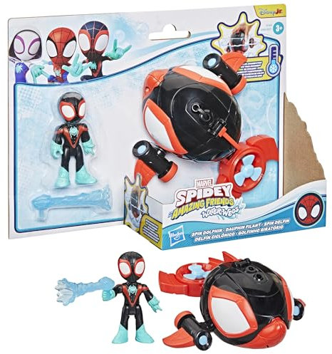Spidey and his Amazing Friends Marvel Water-Webs Spin Dolphin Submarine Toy, Black