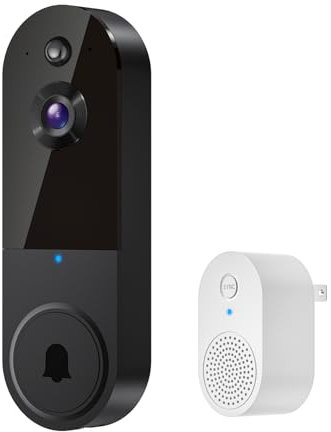 Kement Wireless Smart Video Doorbell with AI Human Detection, Live View, Night Vision, 2-Way Audio, Doorbell Receiver, 2.4G WiFi, Cloud Storage (Sold Separately) for Indoor/Outdoor Surveillance