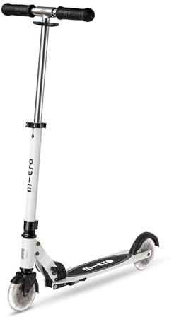 Micro® | Micro Sprite LED Scooter 2 Ruedas Niños | Patinete y Puños Plegables | Ruedas con iluminación LED | Ligero y Regulable en Altura | +5 Años | Niños y Niñas