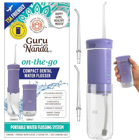 GuruNanda Portable Water Flosser Cordless, Sensitive Gums Friendly, 1ct