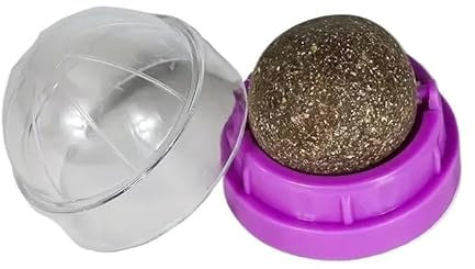 XJPXFQ Katzenminze-Wand-Stick-on-Ball-Spielzeug-Kratz-Leckerlis Gesunde natürliche entfernt Bälle, um die Verdauung zu fördern Katzengras-Snack(Purple Round)