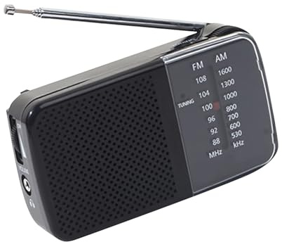 Tragbare Radios Kleines Radio AM FM Shortwave Radio Retro Batterie Batterie Tragbares Handfunk für Camping -Wandern, Schwarz (Schwarz)
