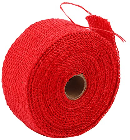 Domary Ruban Isolant pour échappement Thermique, Attache en Fibre de Verre et Acier allié, Manchon Thermique pour Voiture et Moto, Chauffe-eau à Gaz, Tuyaux de Gaz Domestiques (Rouge)