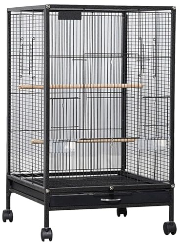 30 Inch Außen Vogelvoliere Groß, Zuchtkäfig Wellensittich Mit Rollständer Kanarien Voliere Vogelkäfig Vogelhaus Für Papageien(Black)
