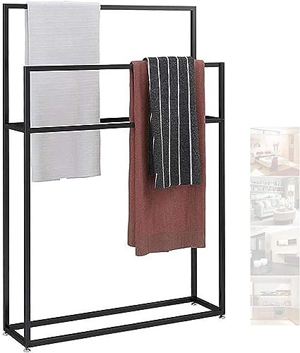 Pastelera de Toallas Independientes - Soporte de baño de baño de Servicio Pesado Toallero Elegante Piso de Ropa de pie para Toallas Negro (85 x 20 x 110 cm) - Diseño de Ahorro de Espacio KeYJ