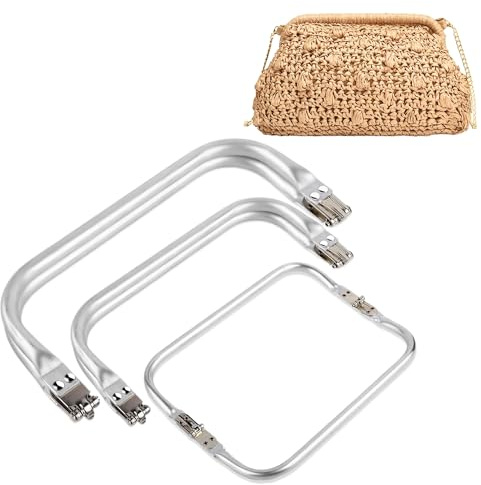 GLQ Pack de 3 Cierres Ocultos de Cartera, Asas en Forma de U, Marco de Repuesto de Aluminio, Cierre de Bolsas, Bricolaje, Bolsa de Cierre para Bolsa de Cena-22cm y 20cm y16cm